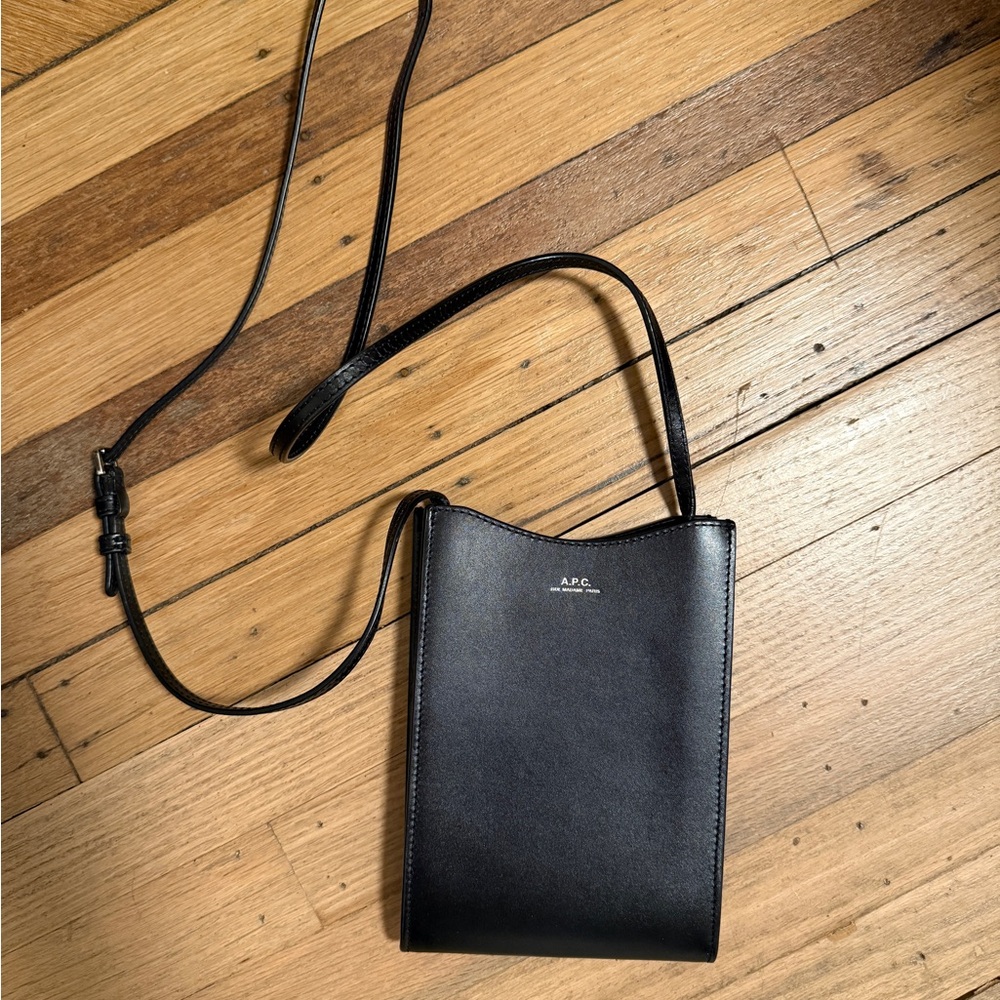 A.P.C. Black Leather Crossbody Bag